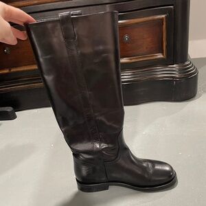 Mango black leather knee high boots eur: 37 size:6.5